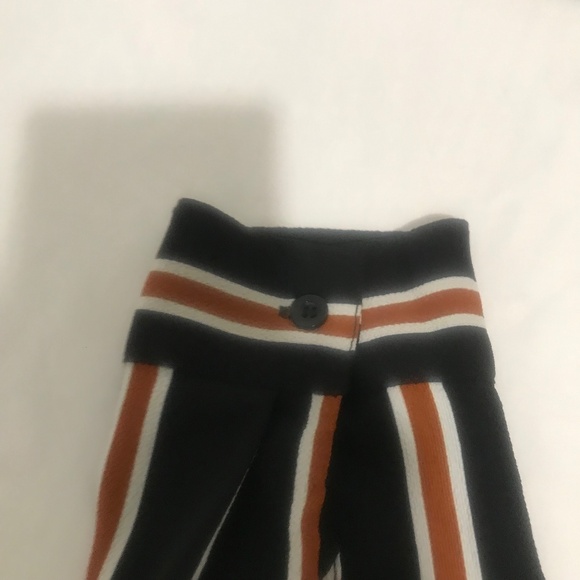 MINE Striped Long Sleeve Wrap Dress | Black Rust White Belted Midi - Picture 9 of 14